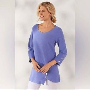 Soft Surroundings 100% cotton 3/4 Sleeve Top Periwinkle Size XLarge
